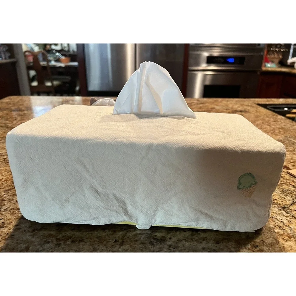 Handmade Tissue Box Cover - Kitty Cat And Ice Cream Cones